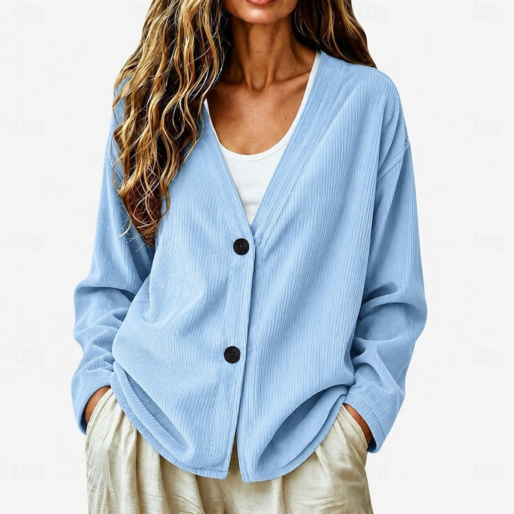 Selene | Relaxed V-Neck Button Cardigan