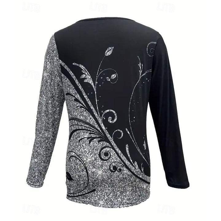 Rachel | Floral Quarter-Zip Long Sleeve Top