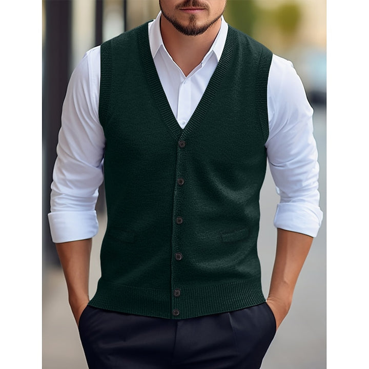 Leonard | Buttoned V-Neck Sweater Vest