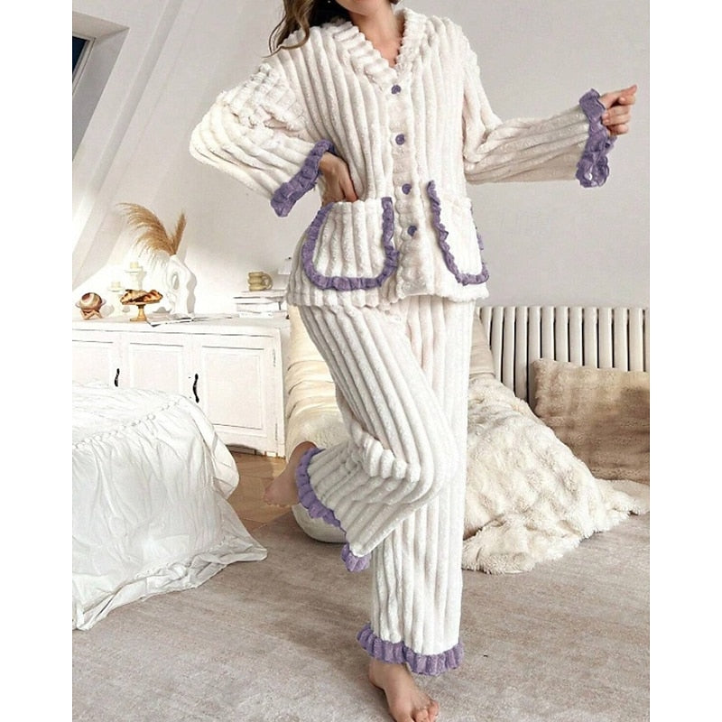 Winifred | Cozy Ruffle-Trim Two-Piece Set