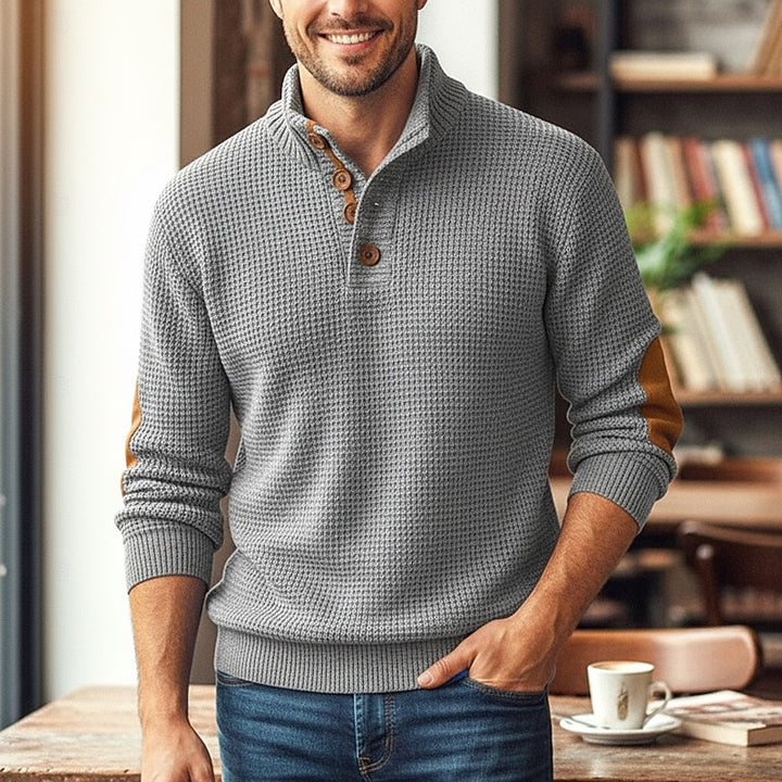Beckett | Stand Collar Button Sweater