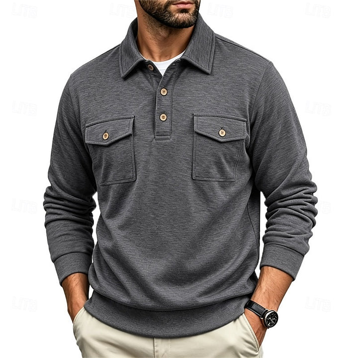 Harold | Refined Long-Sleeve Pocket Polo Shirt