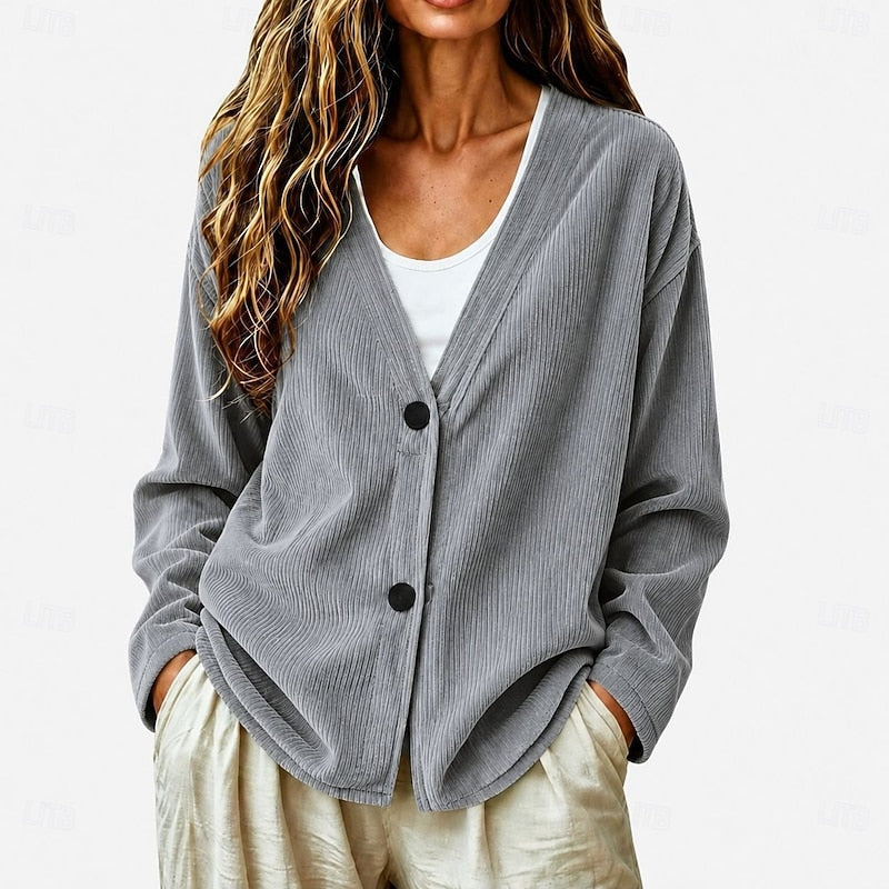 Selene | Relaxed V-Neck Button Cardigan