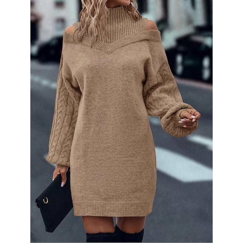 Winifred | Cold-Shoulder Turtleneck Sweater Dress