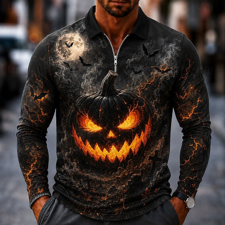Bram | Halloween Zip Long-Sleeve Polo Shirt
