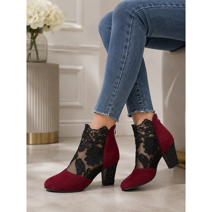 Belinda | Lace-Accent Heeled Ankle Boots
