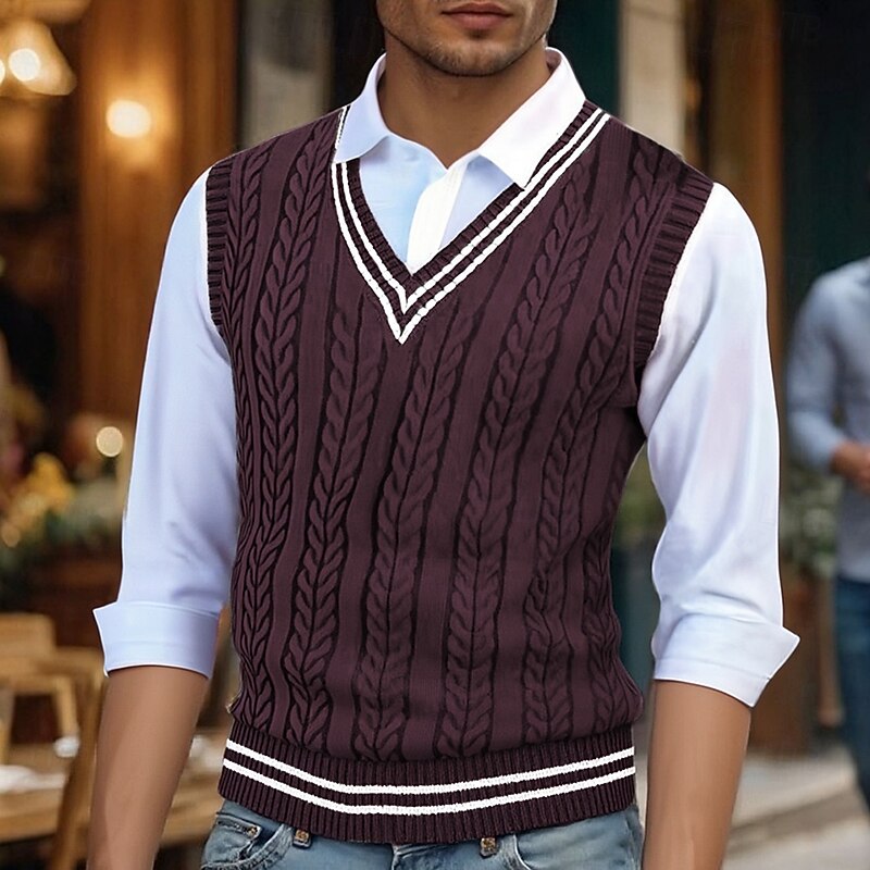 Edwin | Cable-Knit V-Neck Sweater Vest