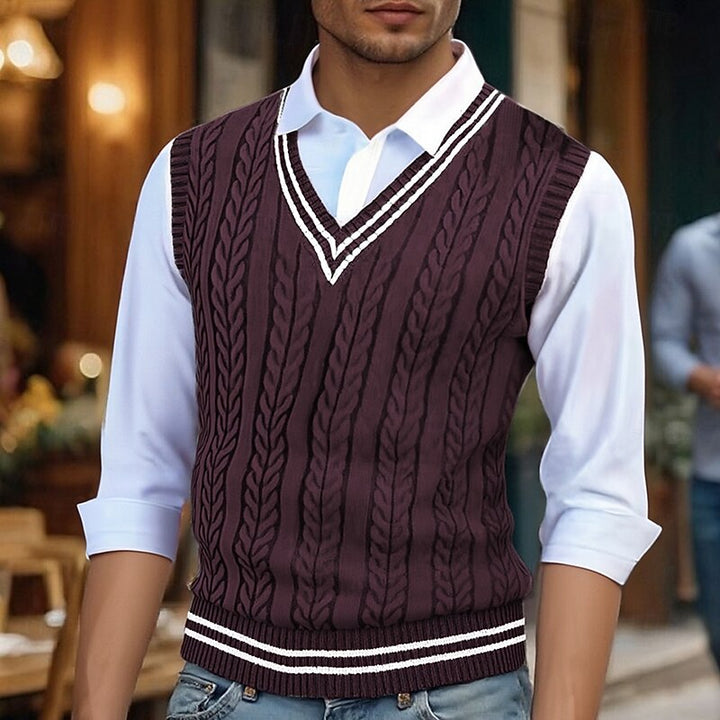 Edwin | Cable-Knit V-Neck Sweater Vest