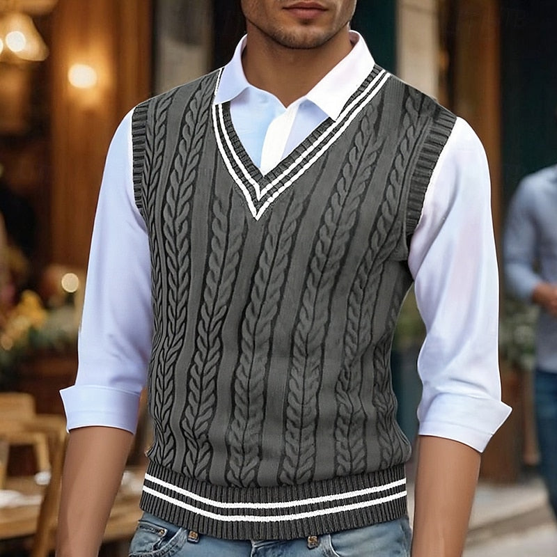 Edwin | Cable-Knit V-Neck Sweater Vest