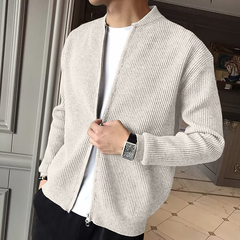Nigel | Ribbed Zip-Front Cardigan