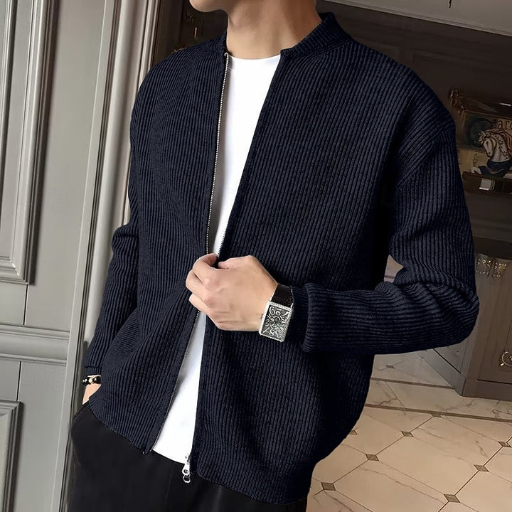 Nigel | Ribbed Zip-Front Cardigan
