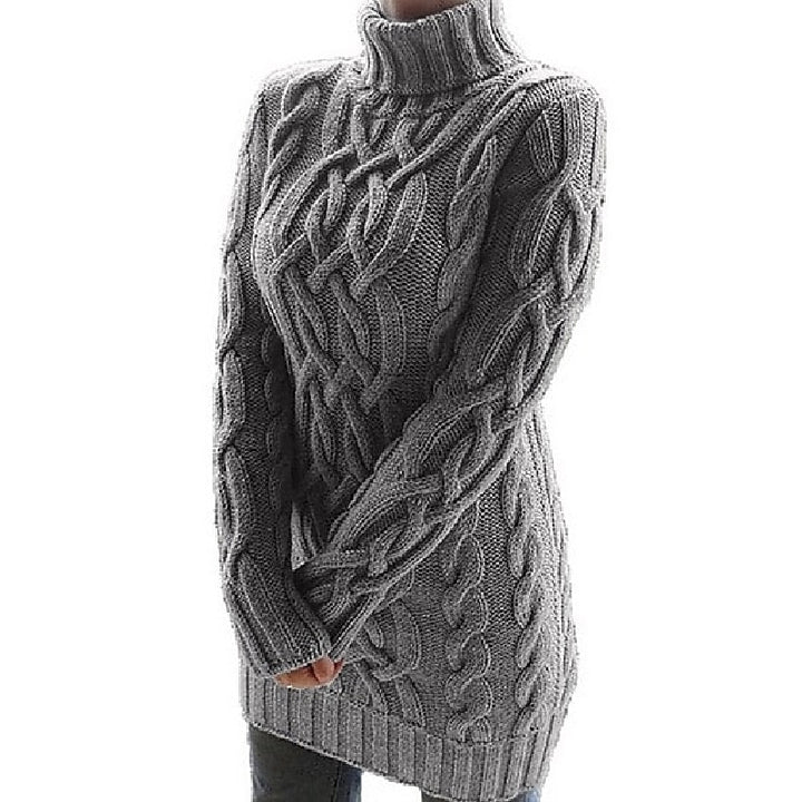 Thea | Cable-Textured Turtleneck Sweater Dress