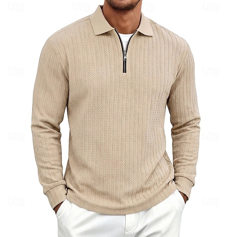 Rhett Textured Quarter-Zip Polo Detail