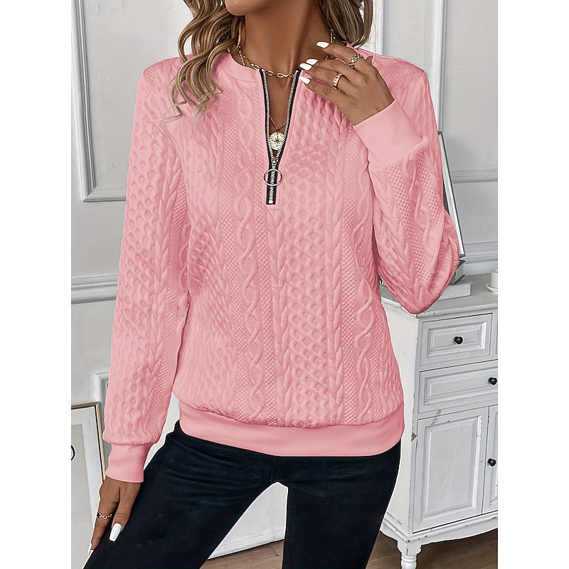 Rosanna | Cable-Textured Quarter-Zip Top