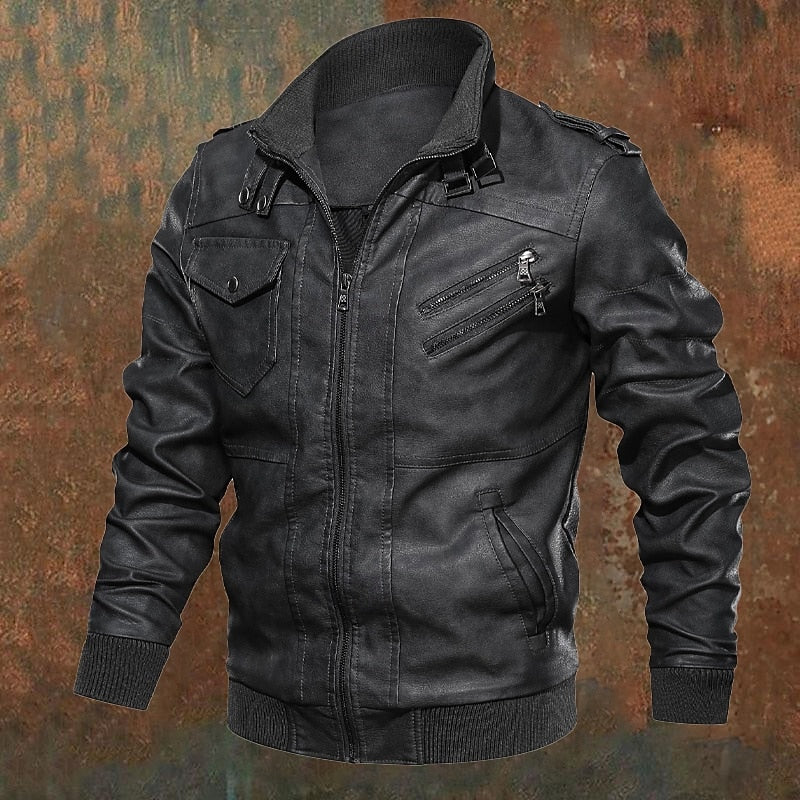 Franklin | Rugged Stand-Collar Biker Jacket