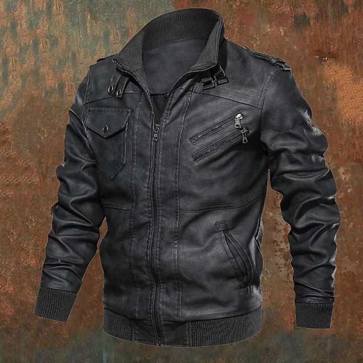 Franklin | Rugged Stand-Collar Biker Jacket