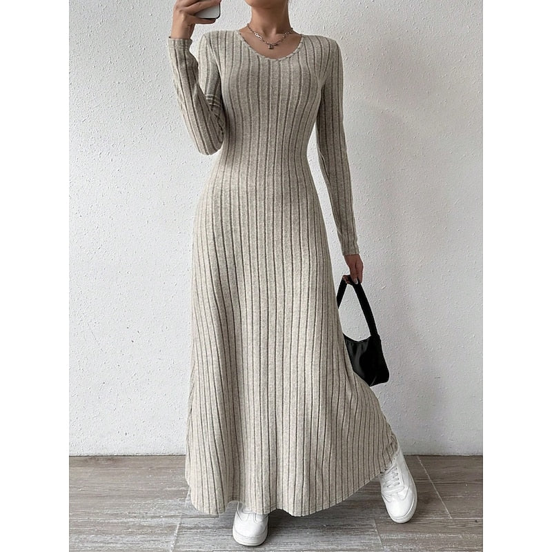 Willa | Ribbed Long-Sleeve Maxi Dress