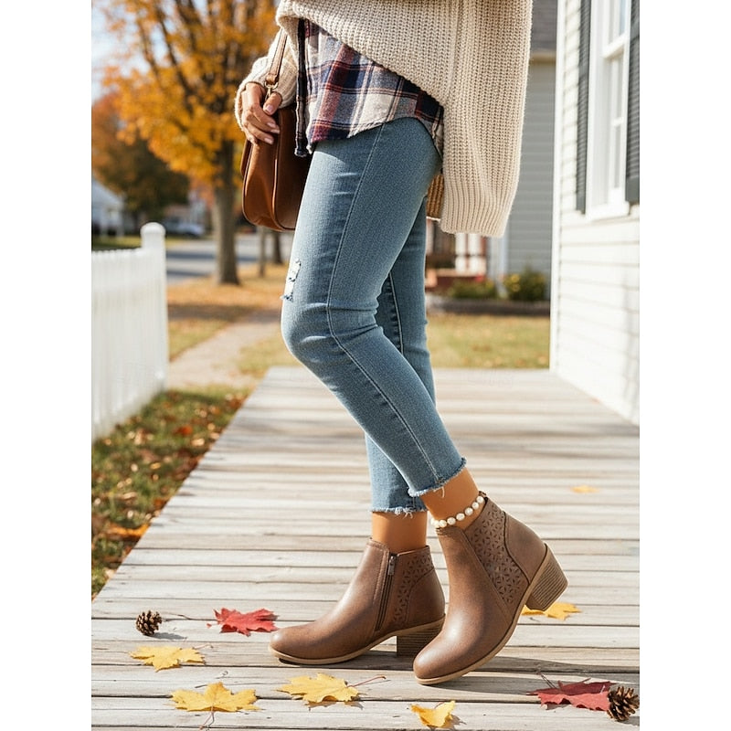 Hollis | Cutout Low-Heel Ankle Boots
