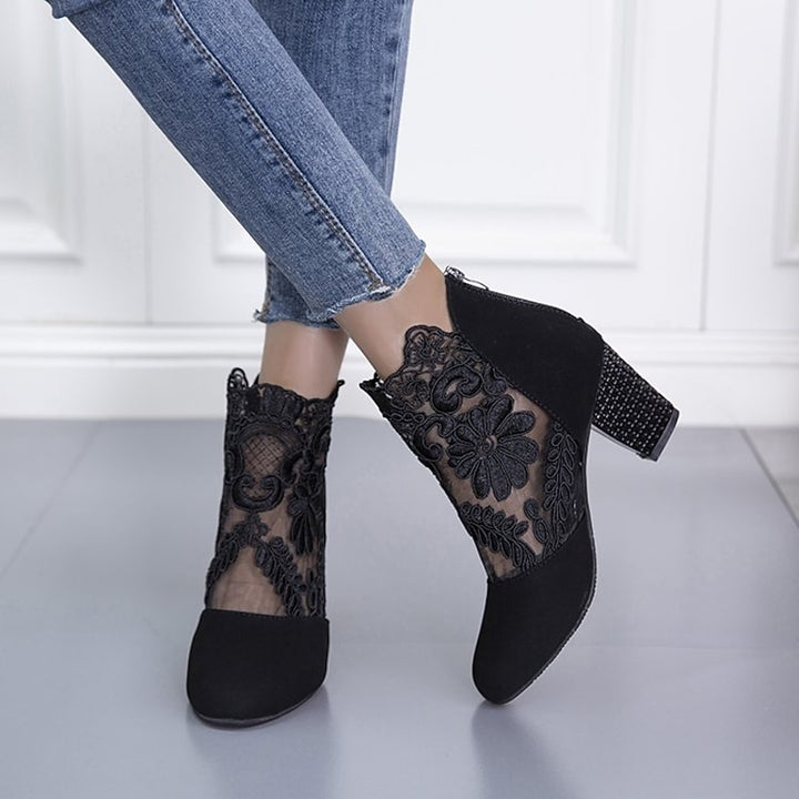 Belinda | Lace-Accent Heeled Ankle Boots