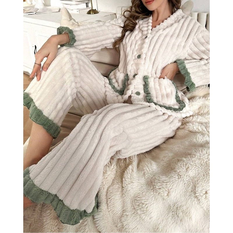 Winifred | Cozy Ruffle-Trim Two-Piece Set