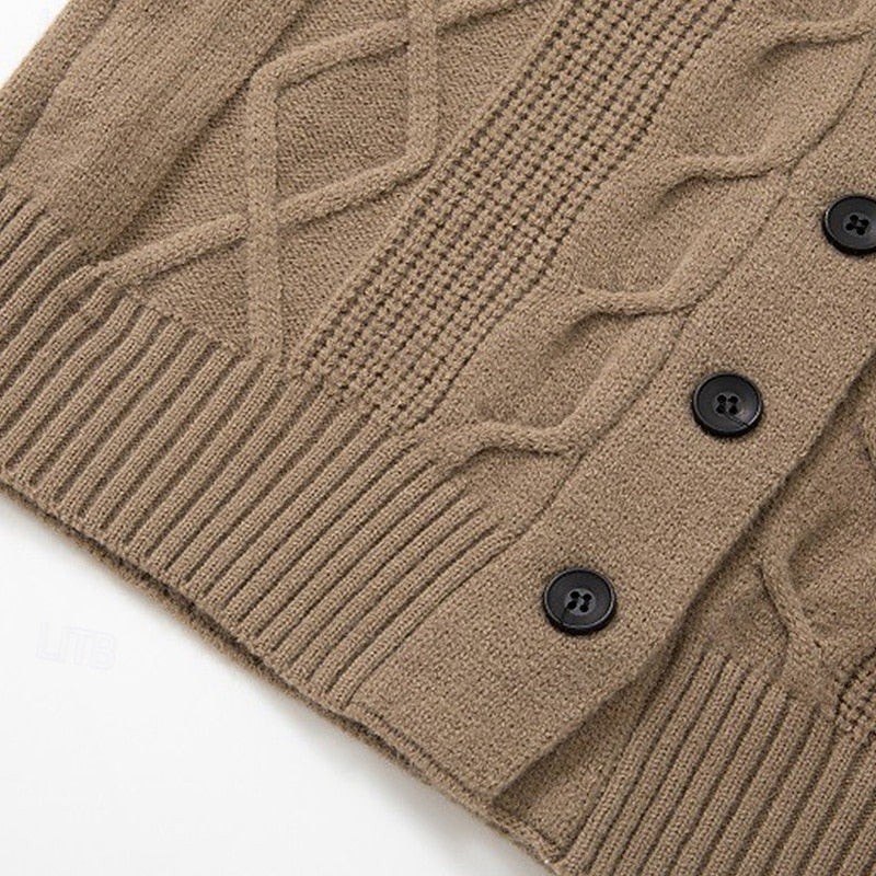 Alaric | Cable-Knit Shawl Collar Cardigan
