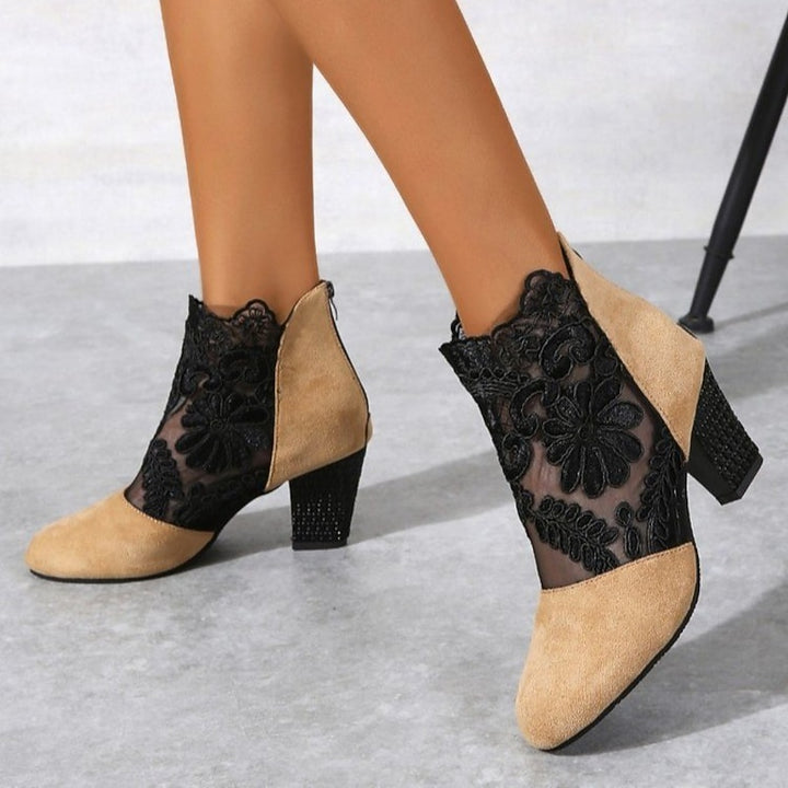 Belinda | Lace-Accent Heeled Ankle Boots