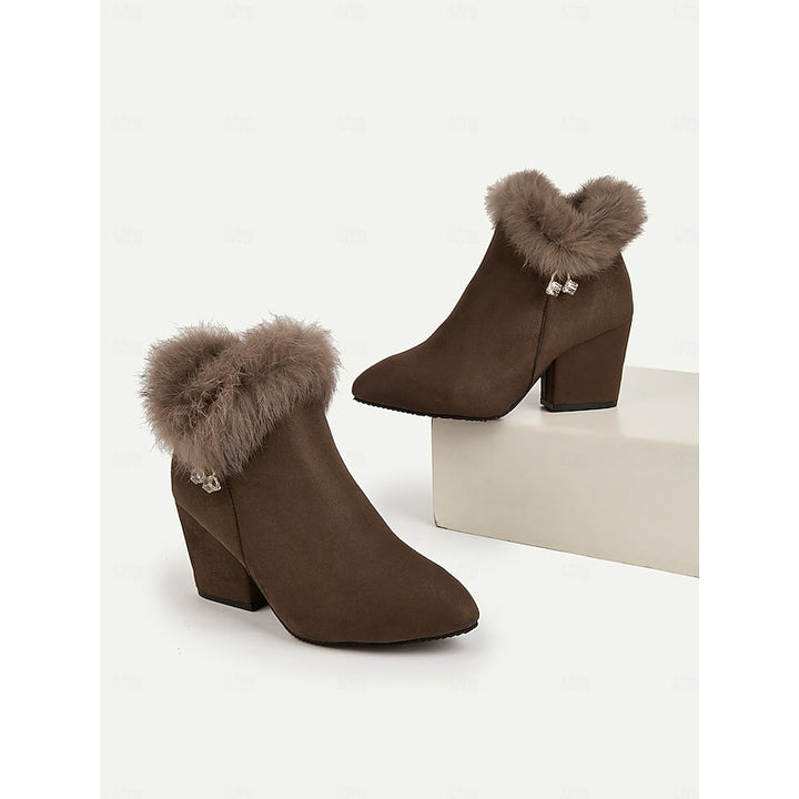 Claire | Fur-Trimmed Block Heel Ankle Boots