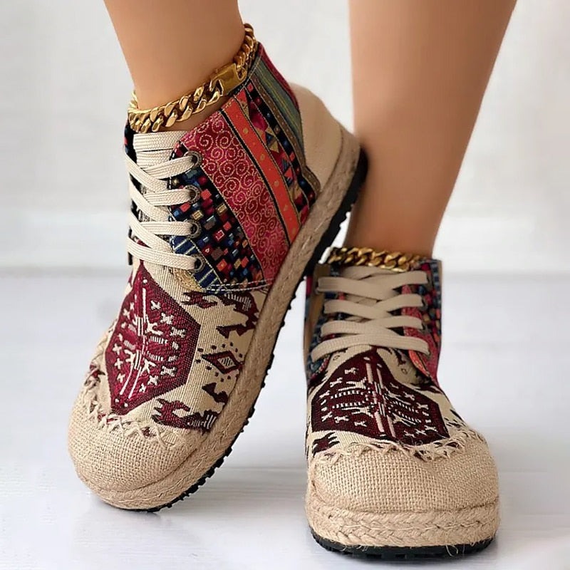 Talia | Boho Patterned High-Top Sneakers