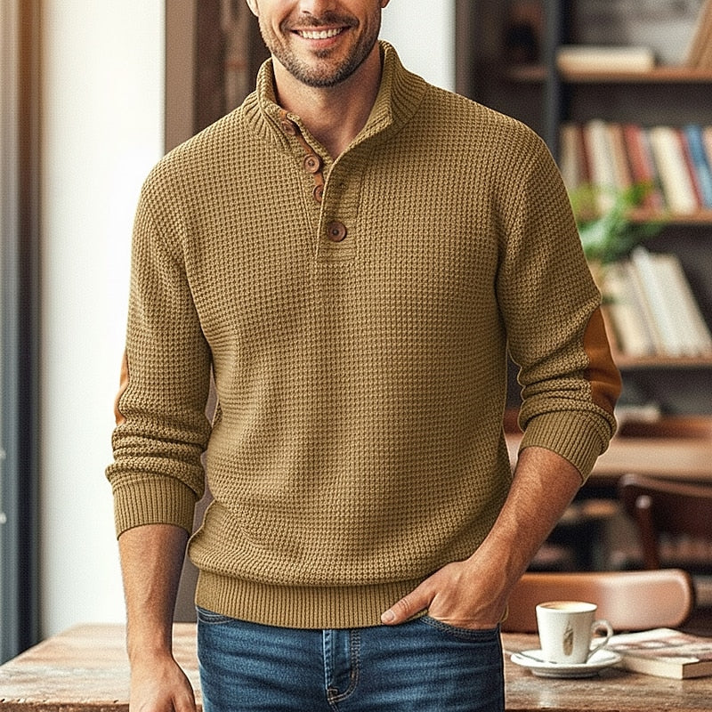 Beckett | Stand Collar Button Sweater