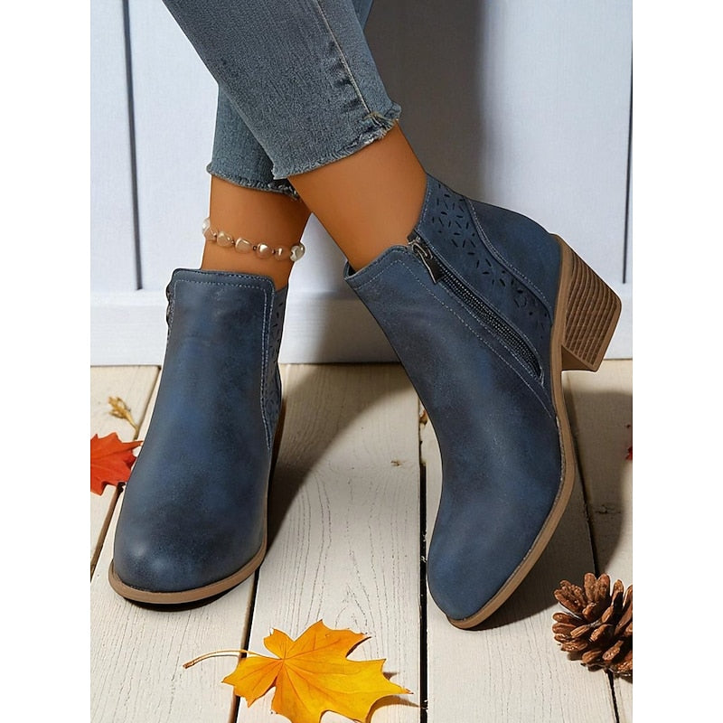 Hollis | Cutout Low-Heel Ankle Boots