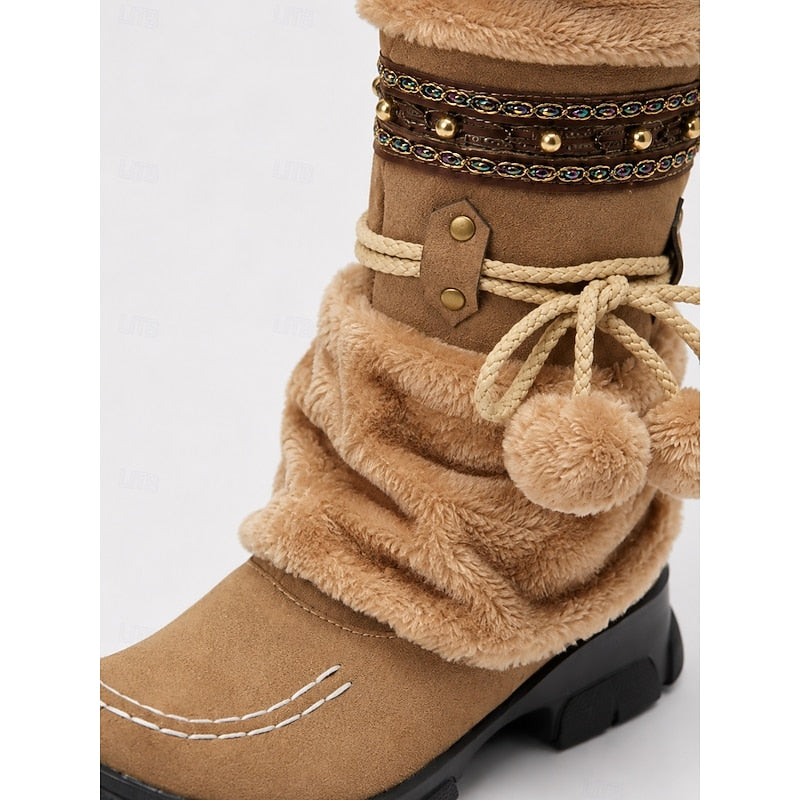 Wren | Cozy Boho Mid-Calf Winter Boots