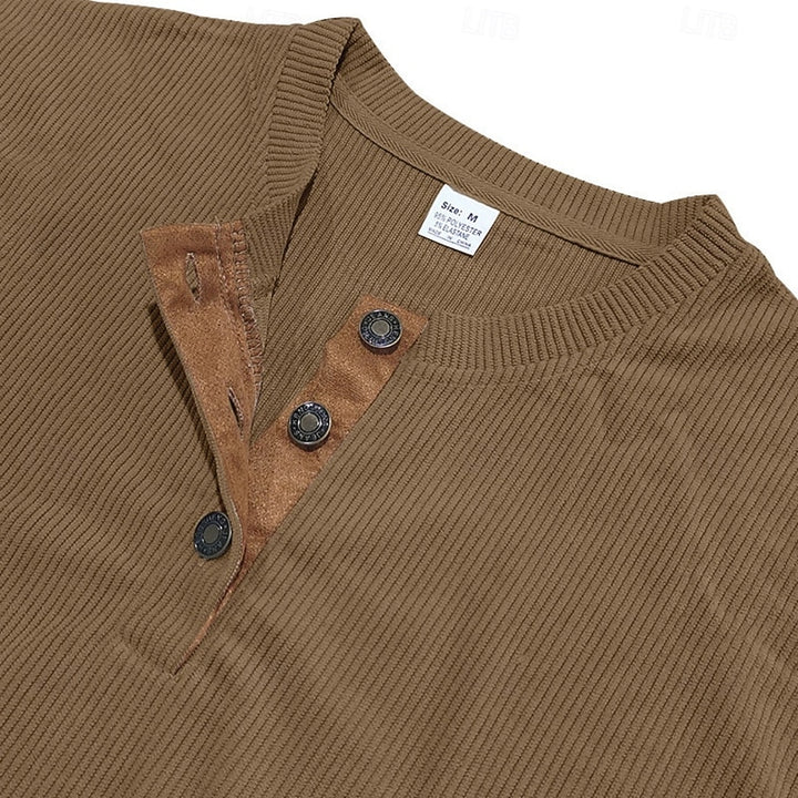 Elias | Ribbed Long Sleeve Henley Shirt