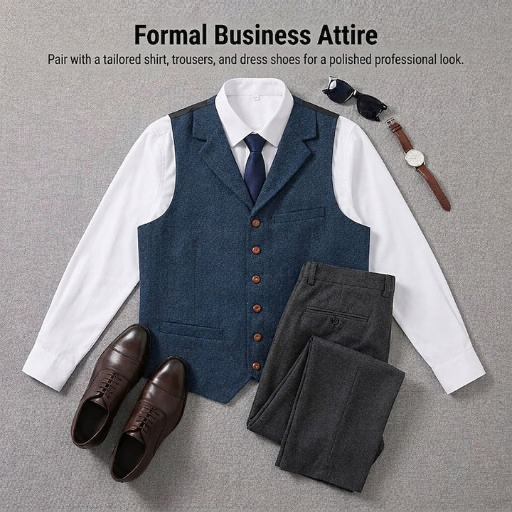 Theron | Herringbone Tailored Waistcoat