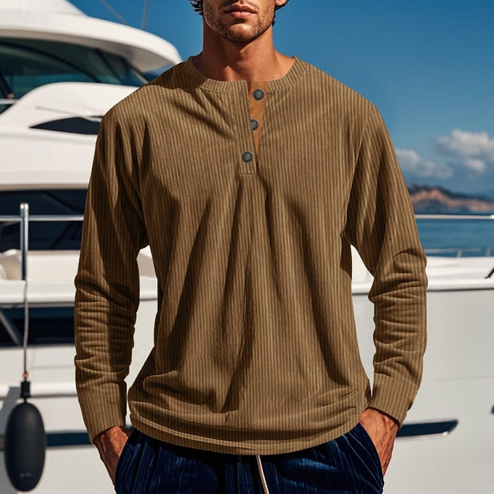 Elias | Ribbed Long Sleeve Henley Shirt