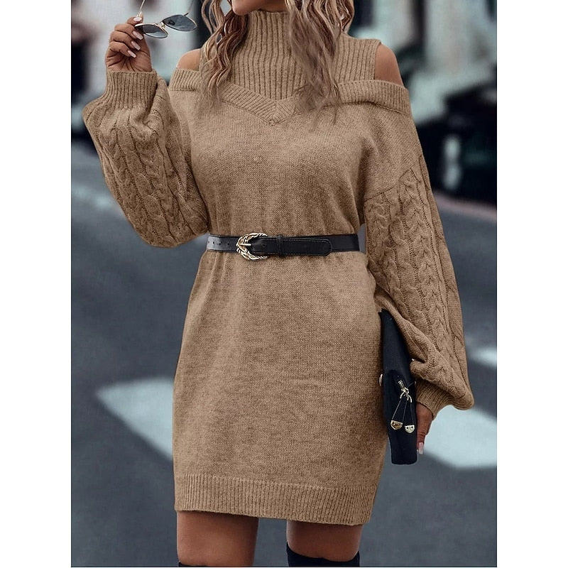 Winifred | Cold-Shoulder Turtleneck Sweater Dress