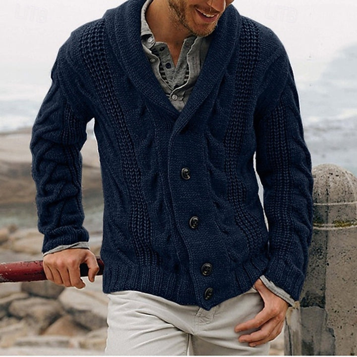 Alaric | Cable-Knit Shawl Collar Cardigan