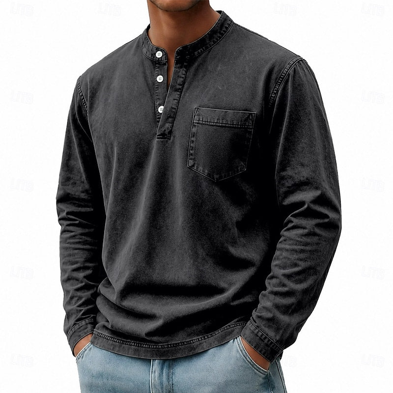 Blaine | Vintage Washed Henley Shirt