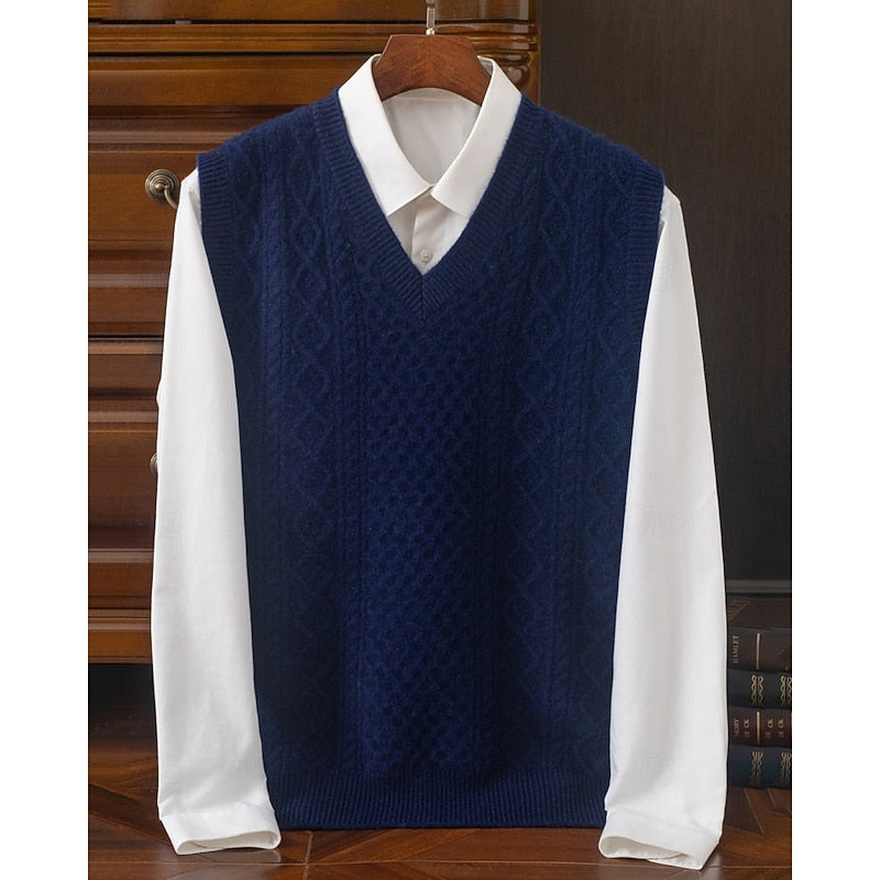 Cedric | Cable-Textured V-Neck Sweater Vest