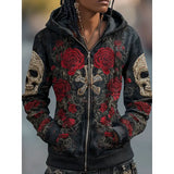 Willow | Skull & Rose Halloween Zip-Up Hoodie