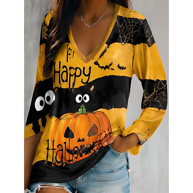 Autumn | Halloween Graphic V-Neck Top