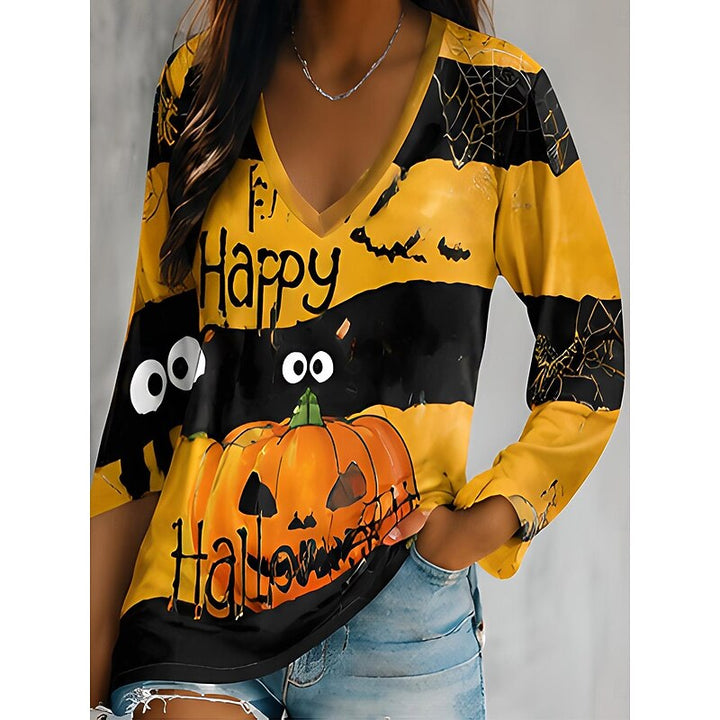 Autumn | Halloween Graphic V-Neck Top