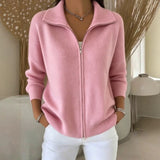 Claudia | Stand Collar Zip Cardigan