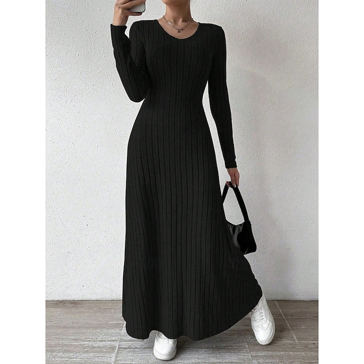 Willa | Ribbed Long-Sleeve Maxi Dress