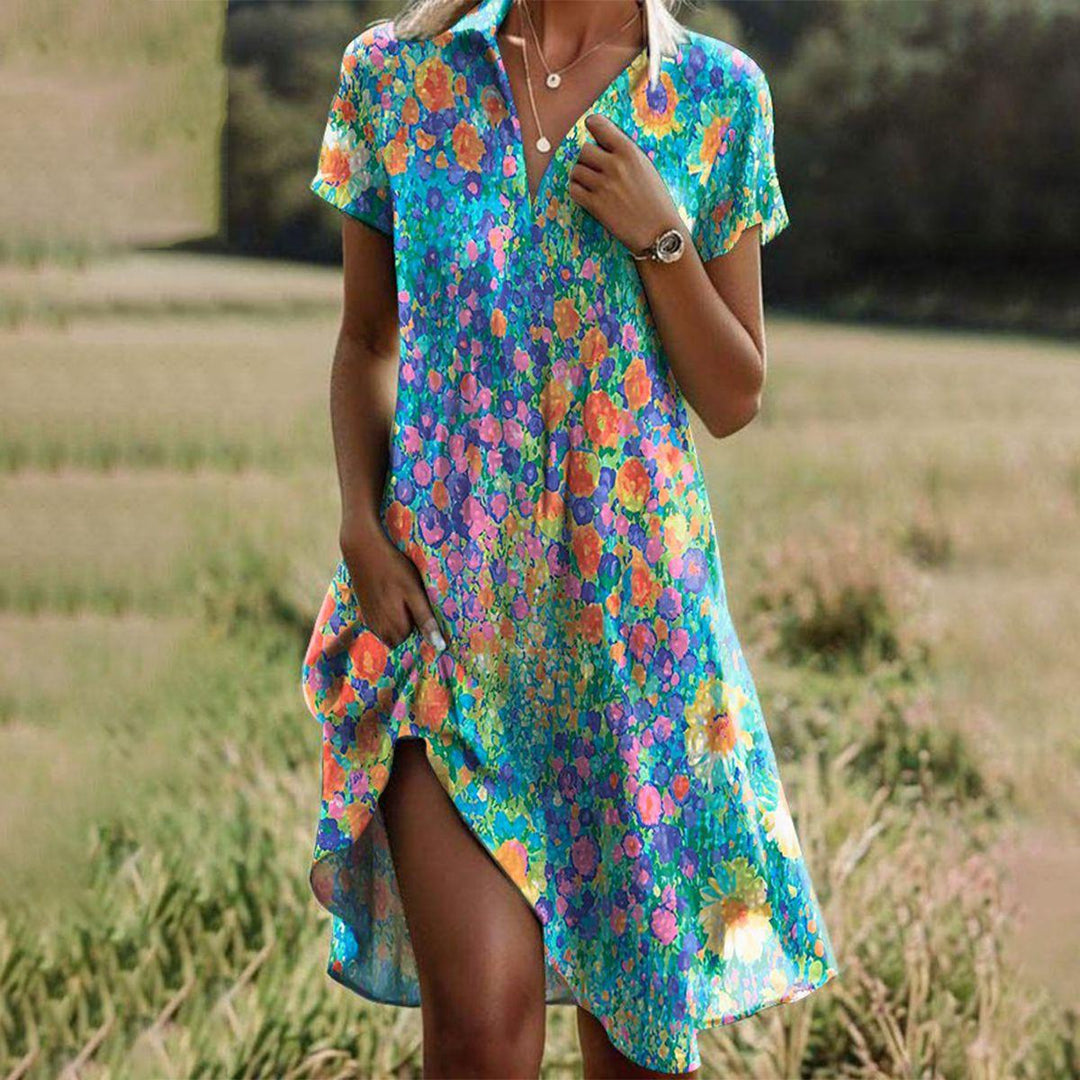 Charlotte | Floral Garden Shirt Dress