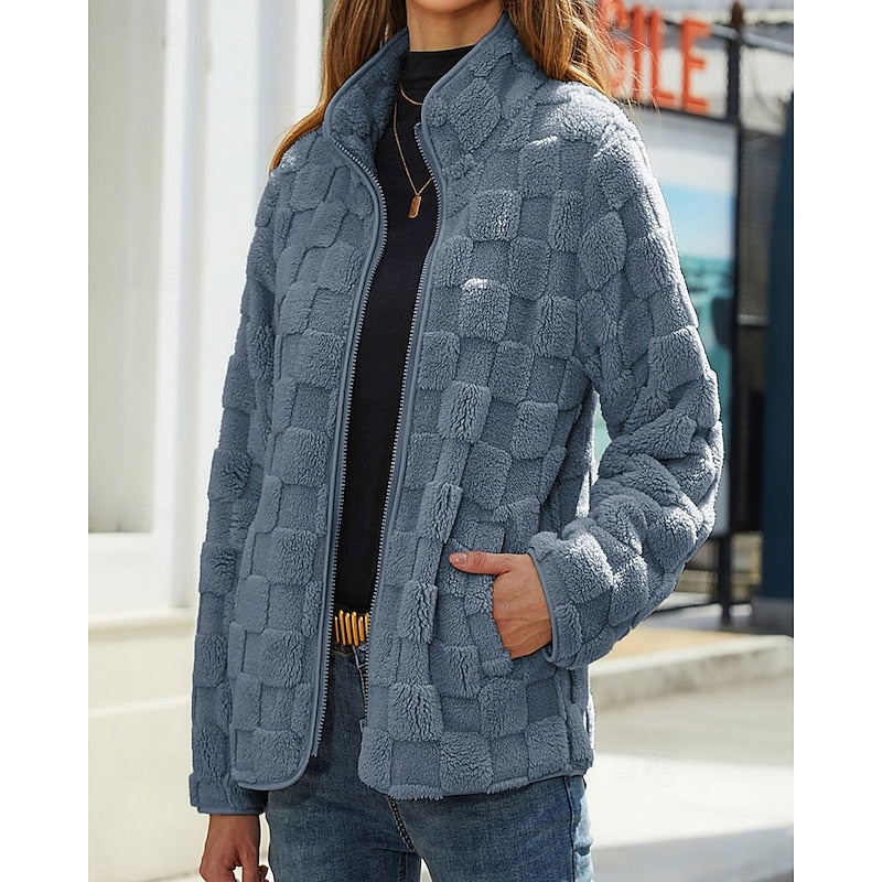 Annika | Textured Stand-Collar Zip Coat