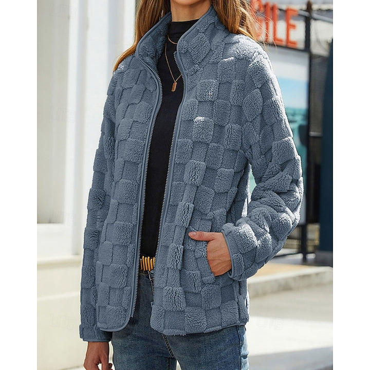 Annika | Textured Stand-Collar Zip Coat
