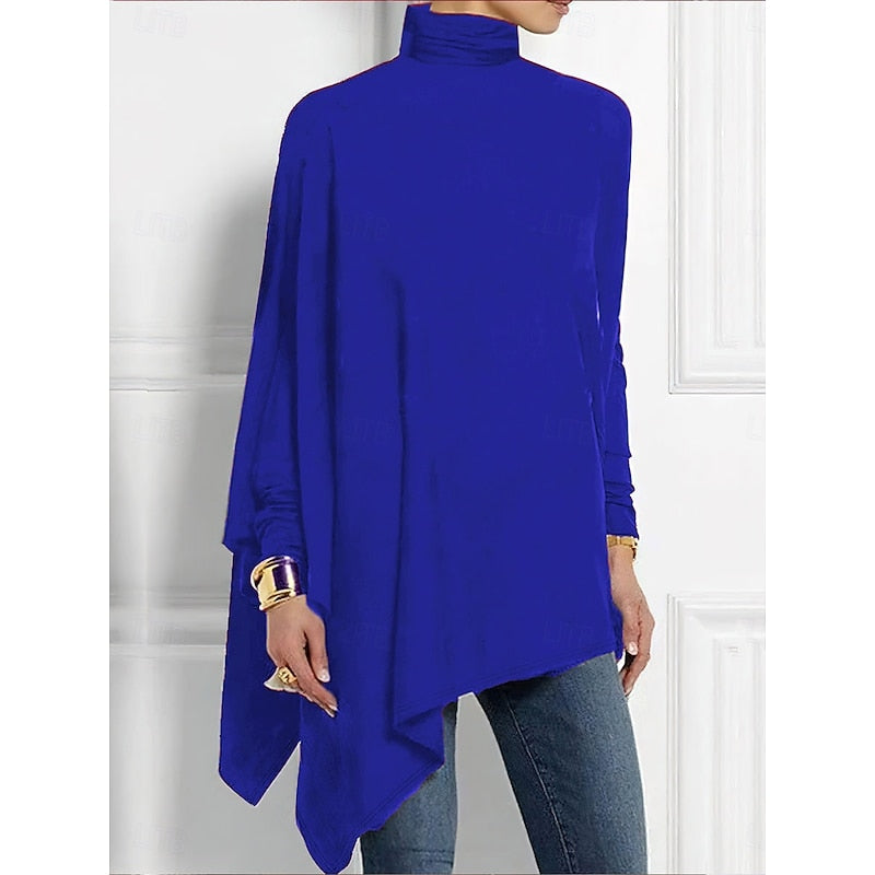 Evelyn | Draped Asymmetrical Turtleneck Top