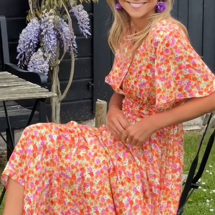 Emily | Classic V-Neck Floral Dress