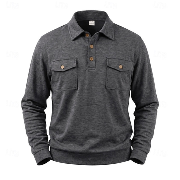 Harold | Refined Long-Sleeve Pocket Polo Shirt