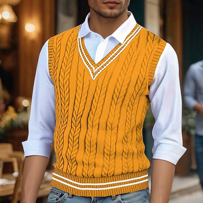 Edwin | Cable-Knit V-Neck Sweater Vest
